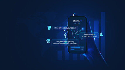 AI Chat Bot Technology for Artificial Intelligence Data Finance Business AI Trading Stock Investment.