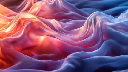 Obraz premium Soft Flowing Fabric in Gentle Pink and Blue Gradient Waves creating an Elegant Abstract Texture
