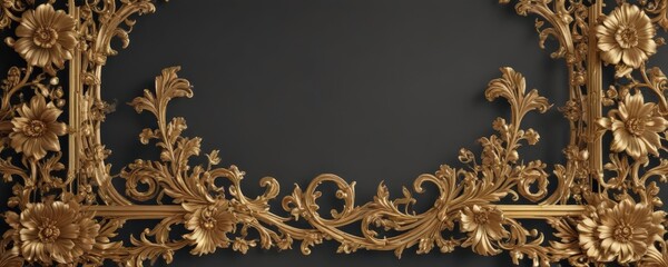 Intricate gold scroll frame, vintage floral design,  golden,  elegant,  invitation