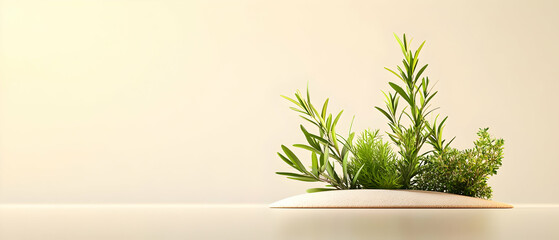 Elegant Green Plants Arrangement On Light Background