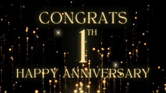 Luxury gold animation logo for 1 year anniversary celebration invitation and party visuals