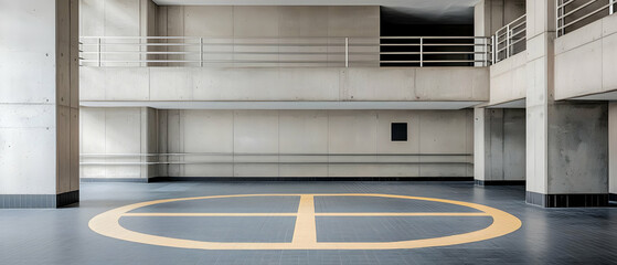 Empty Modern Concrete Parking Garage Interior