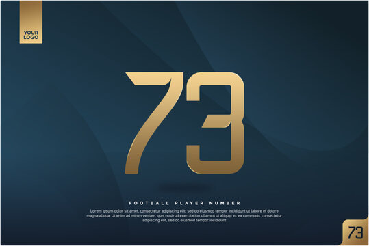 Modern Gold Number 73 on Dark Blue Background for Football Jersey Design