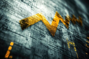 Descending trendline on a futuristic, metallic surface