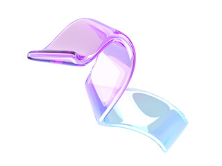 Fototapeta na wymiar Transparent glossy glass ribbon with rainbow color effect 3d render. Abstract hologram tape, curve wave line with gradient texture and light refraction on background, graphic element