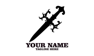 Ancient dagger. print or tattoo design vector illustration, ancient dagger vector design and ancient dagger logo icon