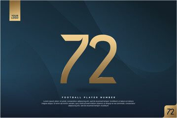 Modern Gold Number 72 on Dark Blue Background for Football Jersey Design