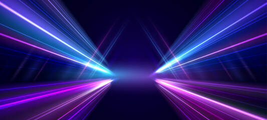 Abstract high speed light trails backgound. Motion light lines. Shiny light spark effect scene. Futuristic template for banner, presentations, flyers, posters. Vector EPS10.