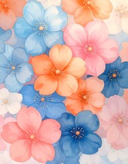Obraz premium Vibrant Floral Pattern with Soft Colors and Delicate Blossoms