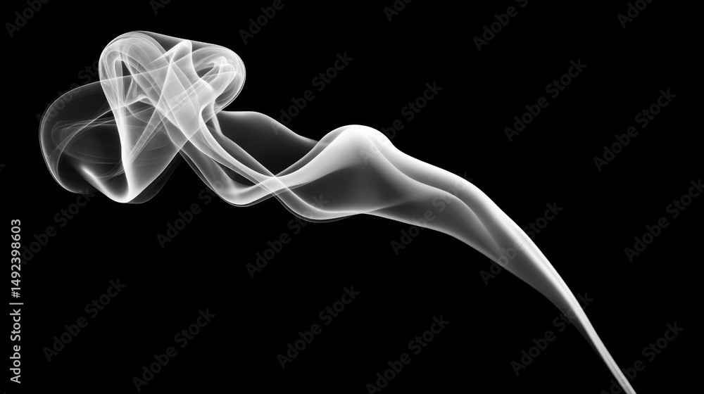 Poster white smoke trail is shown on a black background. the smoke is long and thin, and it is coming from 