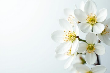 Obraz premium Delicate white blossom against pure white backdrop, delicate, texture, flower