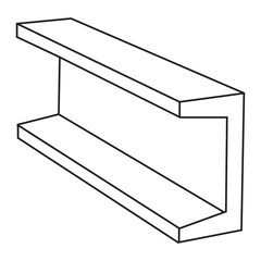 An outlined illustration of a U-channel metal profile, commonly used in construction and manufacturing for support and framing.