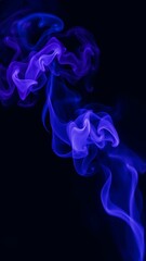 Obraz premium Abstract blue and purple smoke swirls on black background