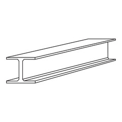 A simple line art illustration of an H-beam iron, a structural steel profile with an 'H' shaped cross-section providing exceptional strength and support. Ideal for visualizing heavy construction proje