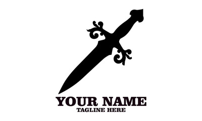 Ancient dagger. print or tattoo design vector illustration, ancient dagger vector design and ancient dagger logo icon