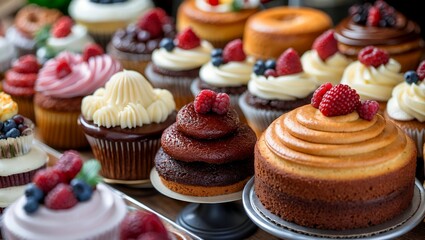 Delectable selection of freshly baked cakes and cupcakes