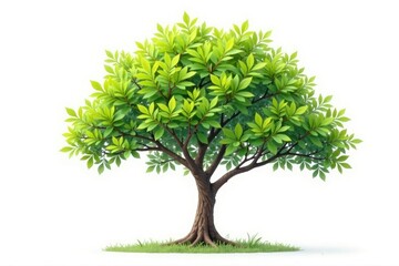 Young tree isolated on bright white, showcasing fine details of leaves and branches , small, studio shot, green