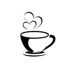 Stylized Coffee Cup with Double Heart Steam Icon