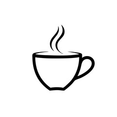 Minimalist Coffee Cup with Steam Line Icon