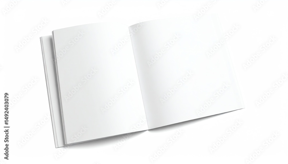 Poster an open blank book with empty pages, symbolizing creativity and potential waiting to be filled with 