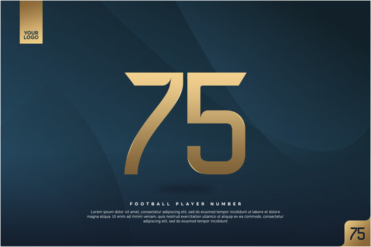 Modern Gold Number 75 on Dark Blue Background for Football Jersey Design