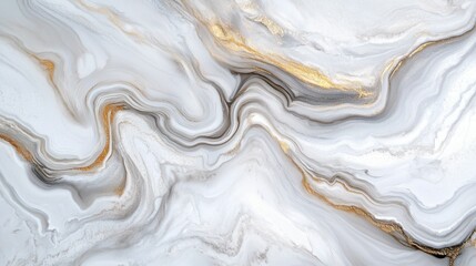 Abstract swirling gray, white, gold paint.