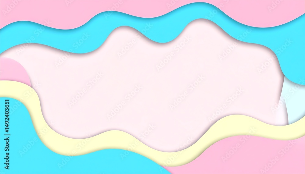 Aufkleber colorful abstract design featuring layered paper cutouts in pastel shades, creating a dynamic and pl