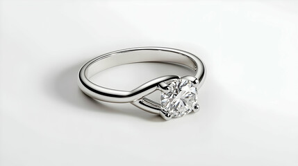 Elegant Diamond Ring On White Background