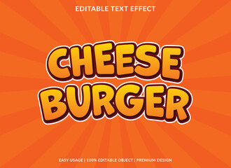 Cheeseburger text effect vector graphic design food culinary background comic cartoon font style