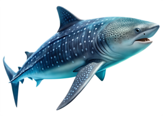 whale shark on isolated white background, PNG