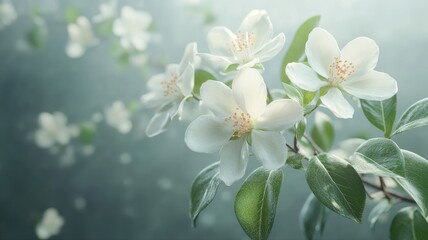 Obraz premium Ethereal White Blossoms in Soft Sunlight ethereal sunlight white flowers bloom blossom floral petals