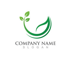 Logos of green Tree leaf ecology