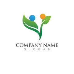 Human leaf green logo sign illustration vector