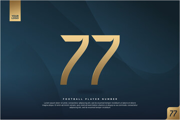 Modern Gold Number 77 on Dark Blue Background for Football Jersey Design