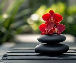 zen stones and orchid