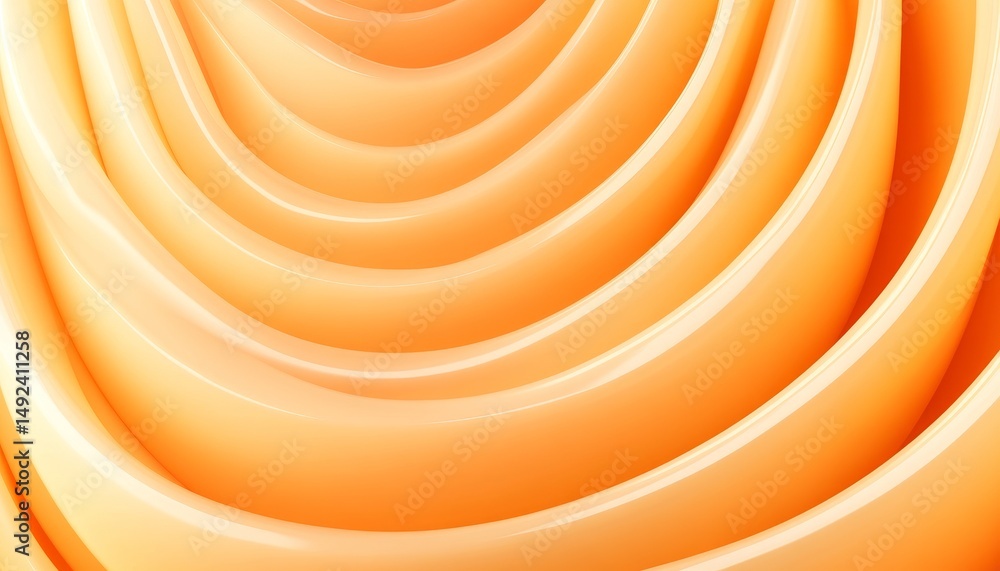 Poster creamy smooth abstract concentric wave pattern. elegant peach and yellow minimalist design.