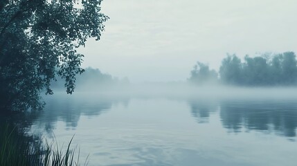 Fototapeta premium Misty river landscape