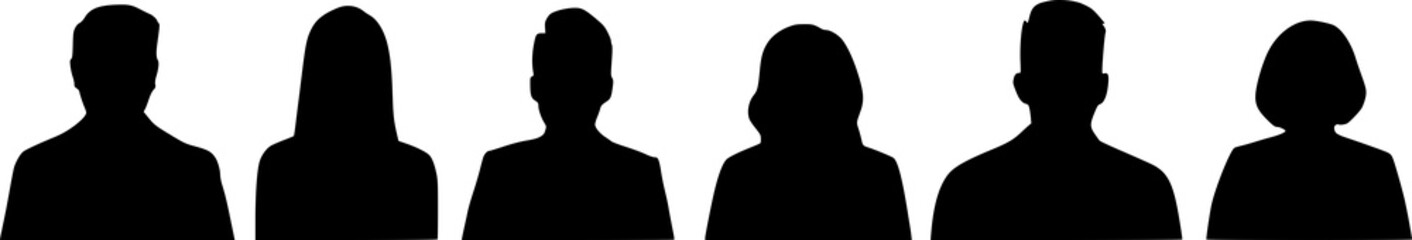 Set of icon avatar profile icon in silhouettes. Profile icon. Avatar icons set. Male and female head silhouettes.