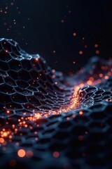 Abstract Hexagonal Network with Glowing Particles A Futuristic Digital Landscape