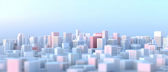 Fototapeta premium Pastel Cityscape With Geometric Buildings