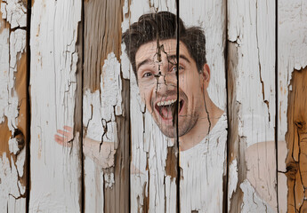 Peeled Wood Wall Mockup Effect