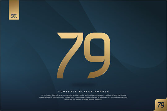 Modern Gold Number 79 on Dark Blue Background for Football Jersey Design
