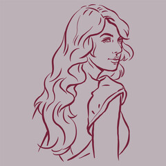 a long hair girl posing vector for illustration card decoration