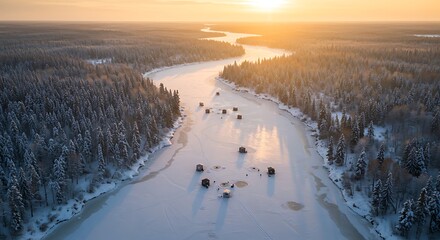 Golden Hour on Frozen River