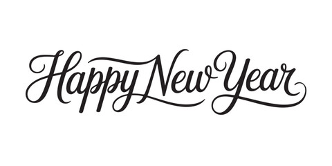 Happy new year black calligraphy design 