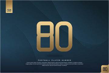 Modern Gold Number 80 on Dark Blue Background for Football Jersey Design