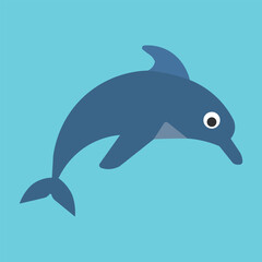A playful dolphin jumping out of the ocean. Known for intelligence, speed, and friendly behavior in marine environments.
