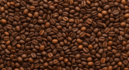 Fototapeta premium Pile of roasted coffee beans. 