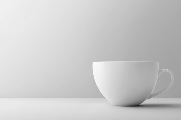 Simple white coffee cup on a white surface