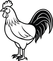 Rooster Silhouette Vector Illustration In White Background